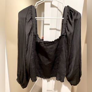 J.Crew Black Peasant Top